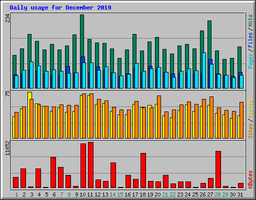 Daily usage for December 2019