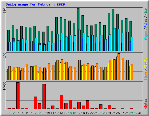 Daily usage for February 2020
