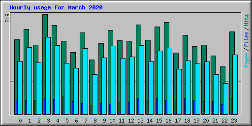 Hourly usage for March 2020
